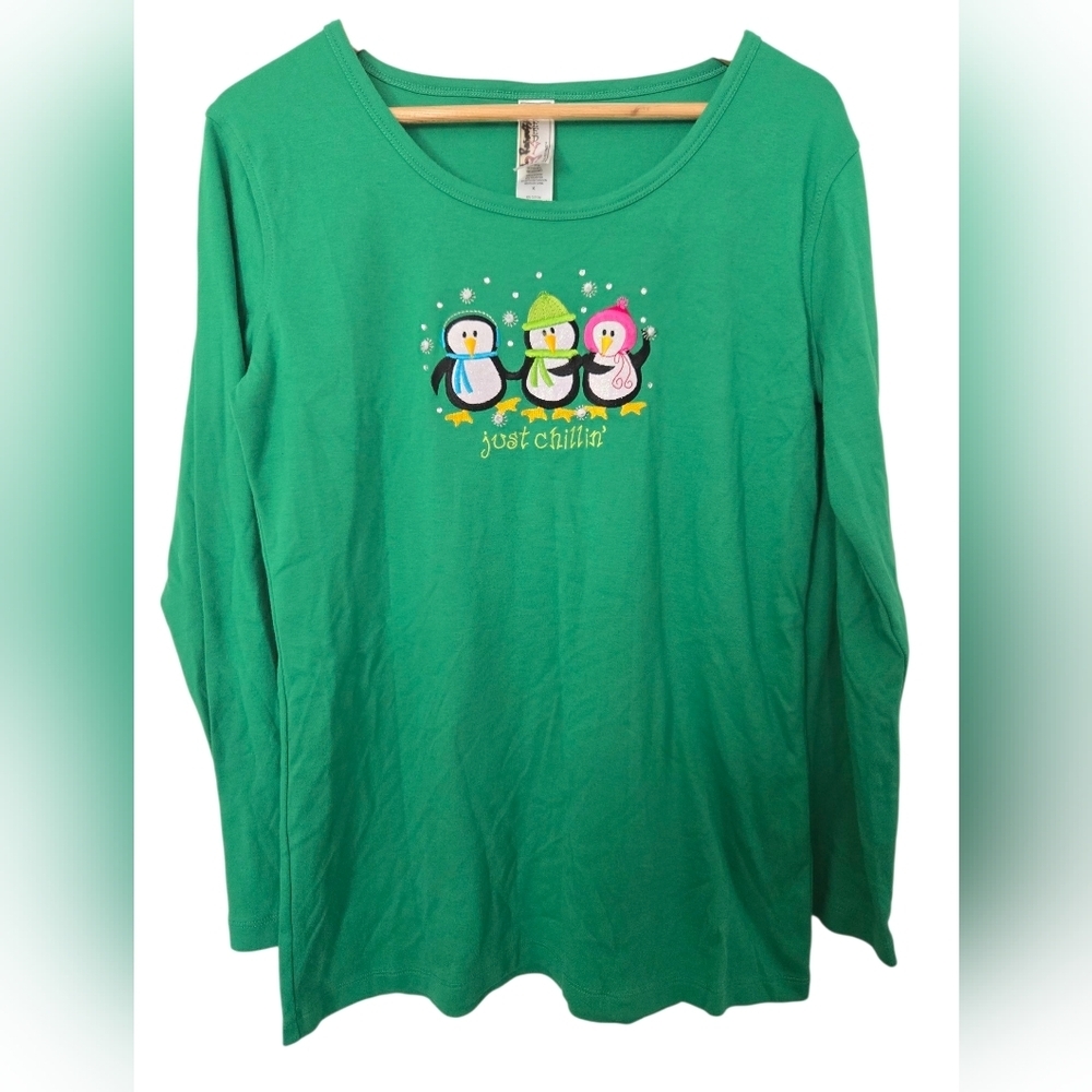 Needy Me Long Sleeve Shirt with Penguin Design Size XL